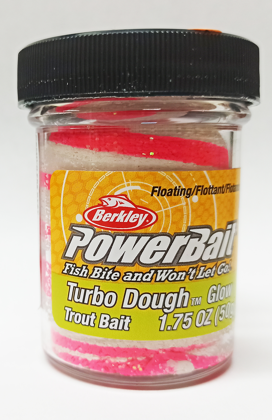 Pstruhové cesto BERKLEY PowerBait Glow-in-the Dark Trout Bait, Glow Fluorescent Red/White