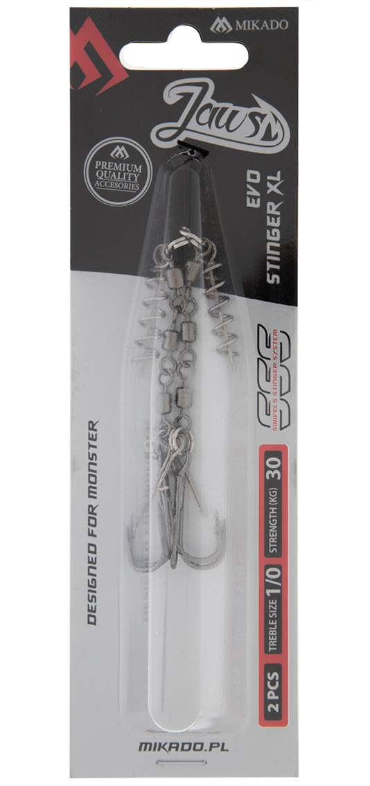 Montáž MIKADO Jaws Double Evo Stinger XL 30 kg, č. 1/0, 2 ks