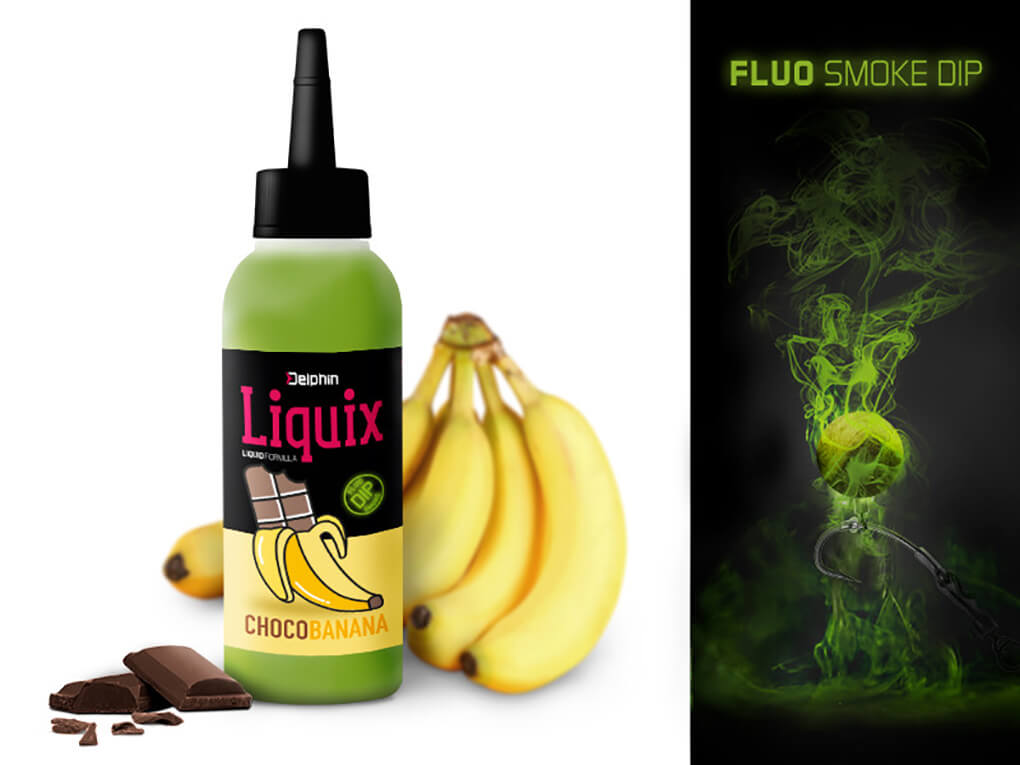 Fluo dip DELPHIN D Snax LiquiX, Čokoláda Banán