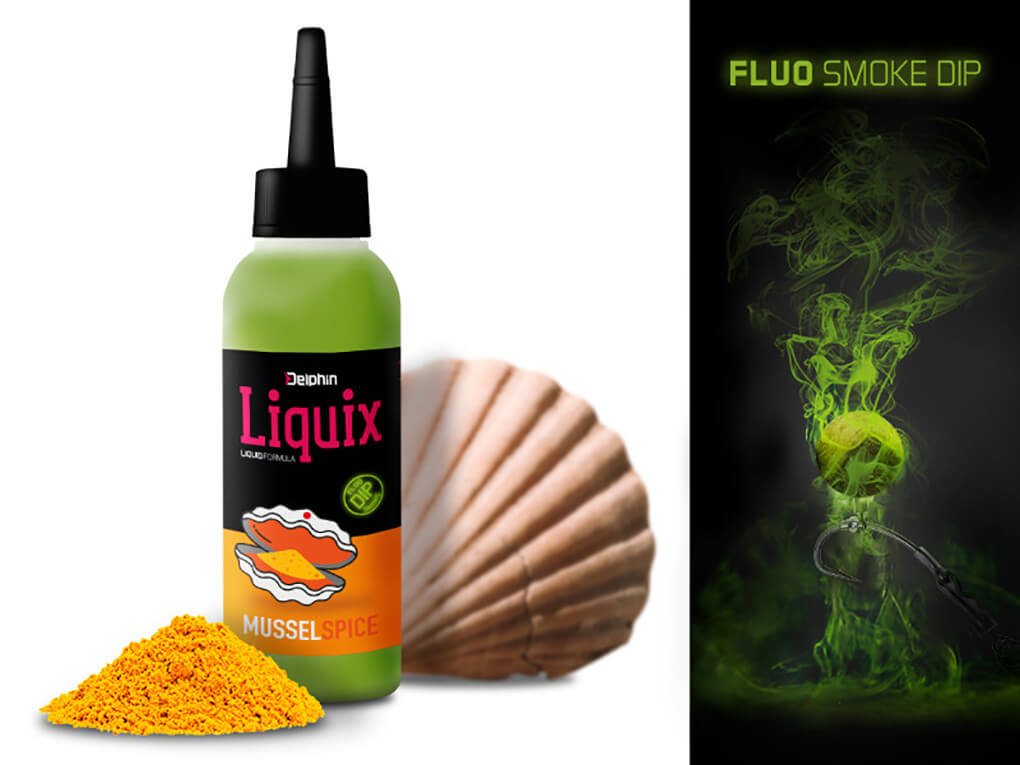 Fluo dip DELPHIN D Snax LiquiX, Mušľa Korenie
